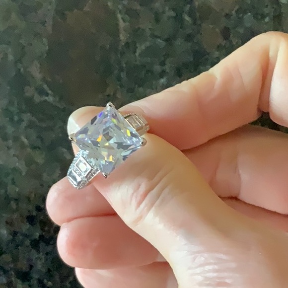 Lustro Stella Finest CZ Ring in Platinum over Sterling Silver.  NWT - Picture 8 of 10